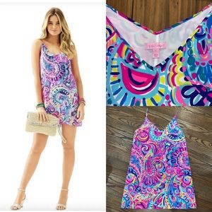 NWOT Lilly Pulitzer Psychedelic Sunshine Dusk Lela Silk Dress Small 100% Silk